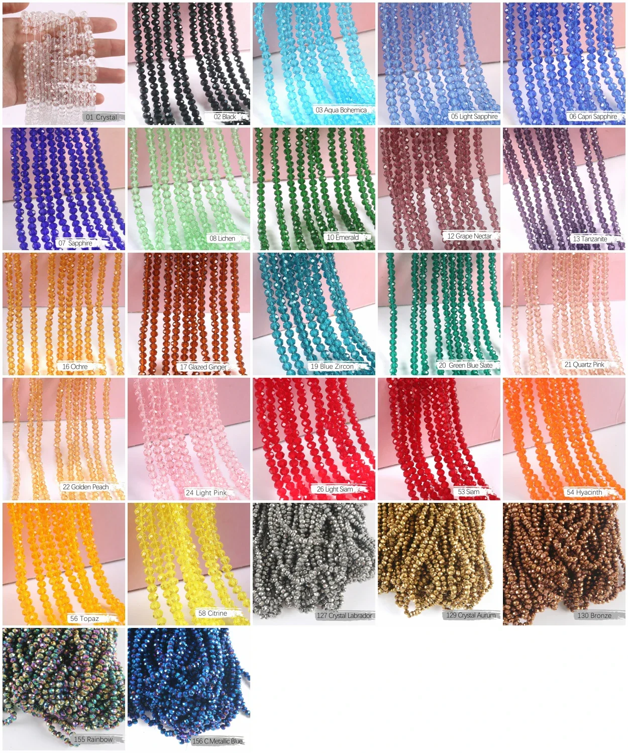 2Mm 4Mm 6Mm 8Mm Rondelle Áo Hạt Pha Lê Mài Giác Hạt Rời Không Gian Siêu Tốc Hạt Cho DIY vòng Tay Trang Sức Làm