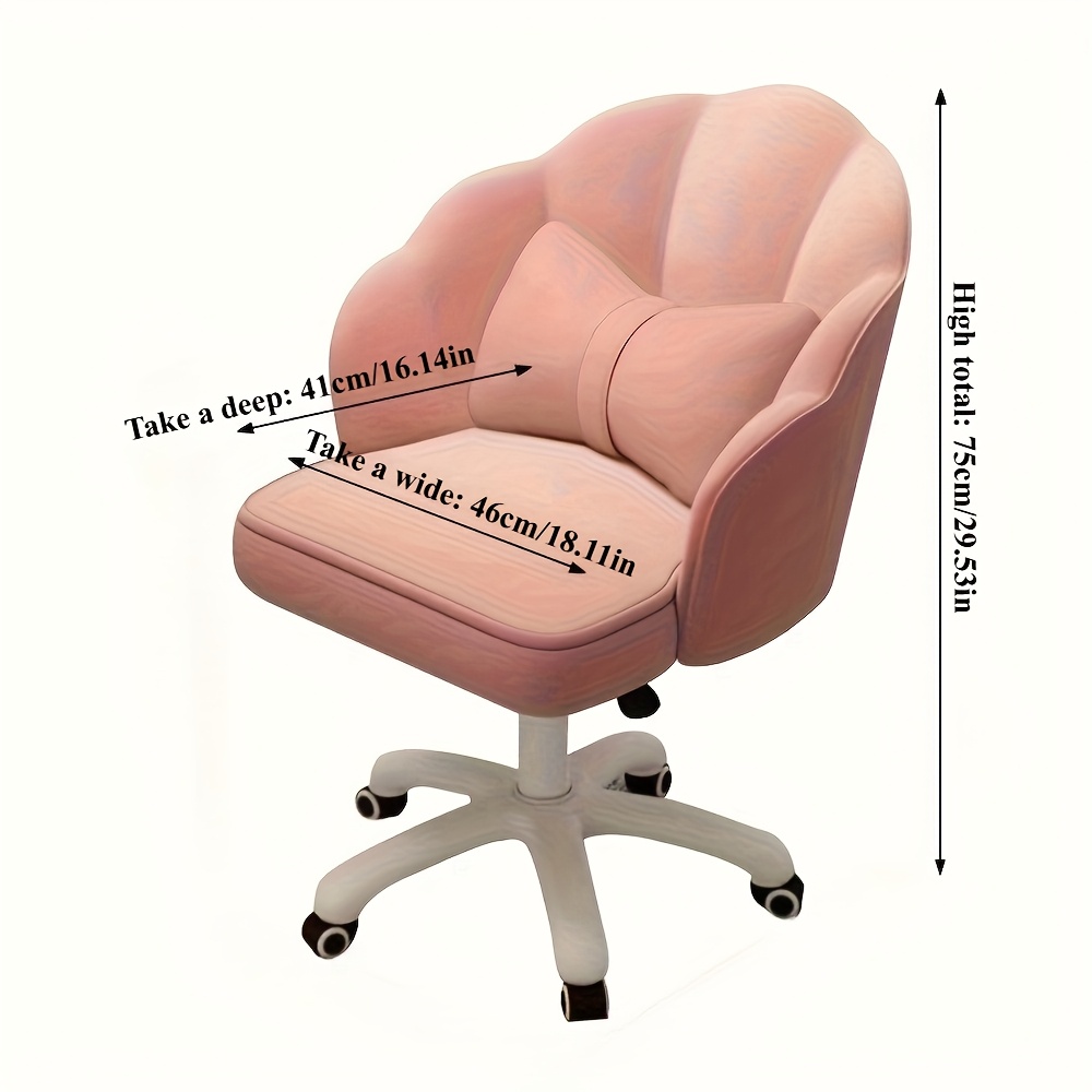 Velvet Swivel Chair with Adjustable Height & Lumbar Pillow – Computer Chair for Home Office Study & Bedroom|Makeup Vanity Chair