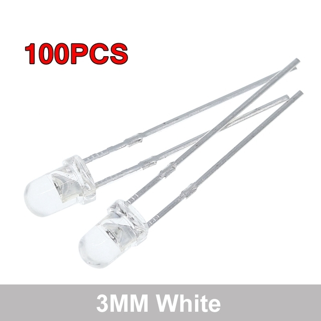 5สี X20pcs = 100Pcs F3 Ultra Bright 3มม.รอบน้ำใสสีเขียว/สีเหลือง/สีฟ้า/ไฟ LED สีขาว/แดง LED Light Emitting ไดโอด Dides ชุด