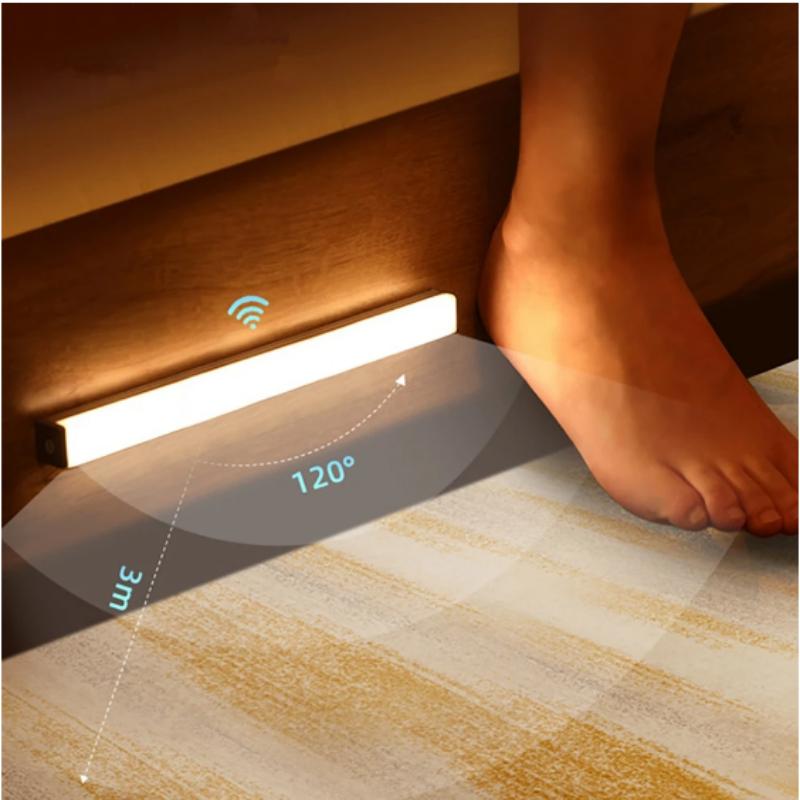 LEDインテリジェントワイヤレスロングストリップボディセンサー照明寝室ナイトライトUSB充電電磁吸引キャビネットライト