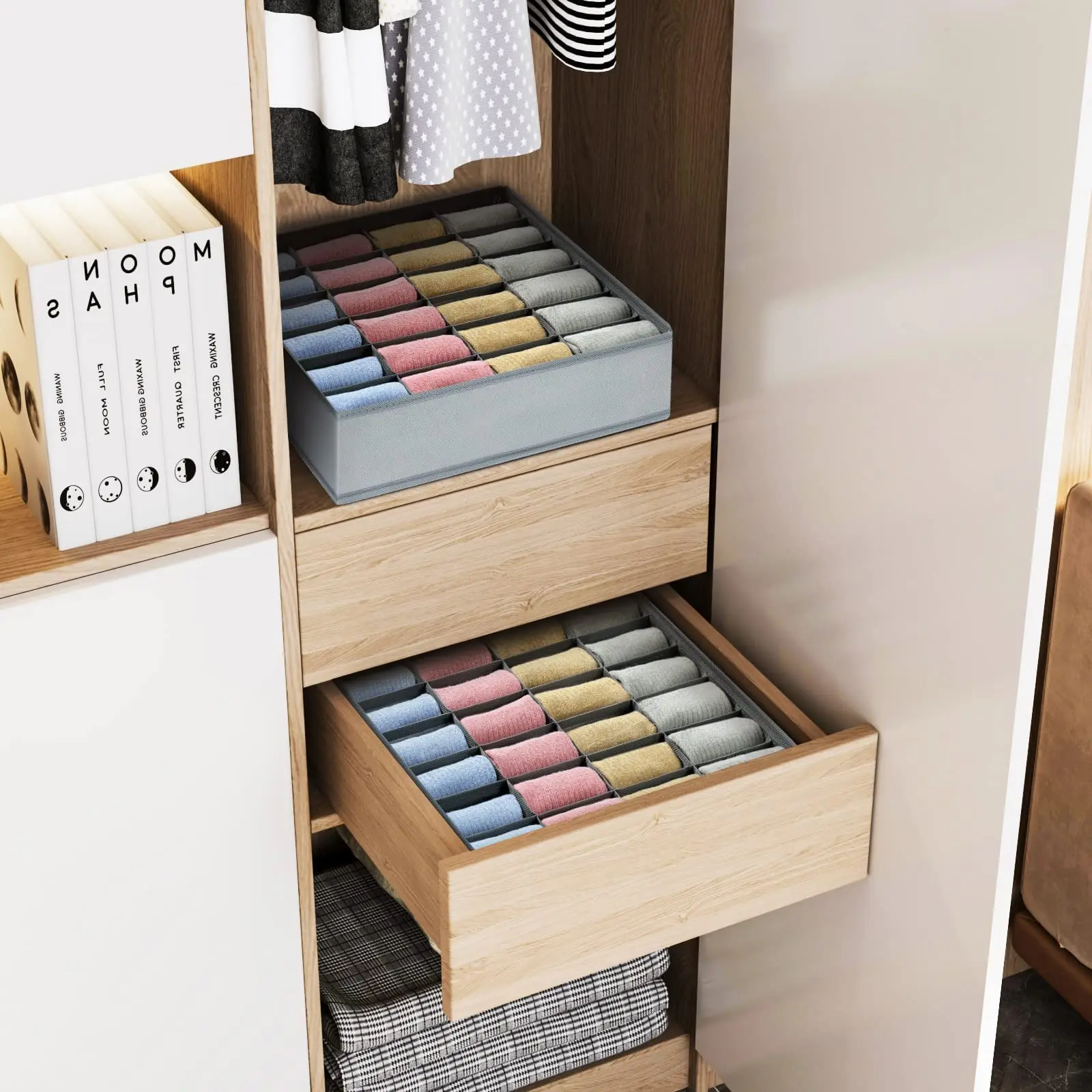 Organizzatore per cassetti per calzini Divisori per biancheria intima 24 supporti per organizer per armadio a celle per riporre calzini, fazzoletti, cravatte, cinture