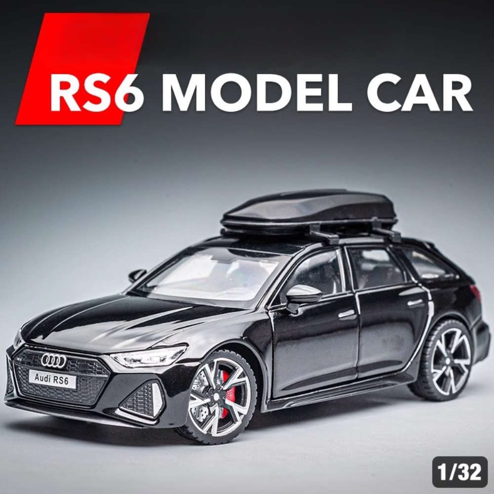 1/32 RS6 Auto Model Speelgoed Simulatie Legering Diecast Deuren Geopend Geluid Licht Schokabsorptie Voertuig Modellen Ornamenten Kind Geschenken