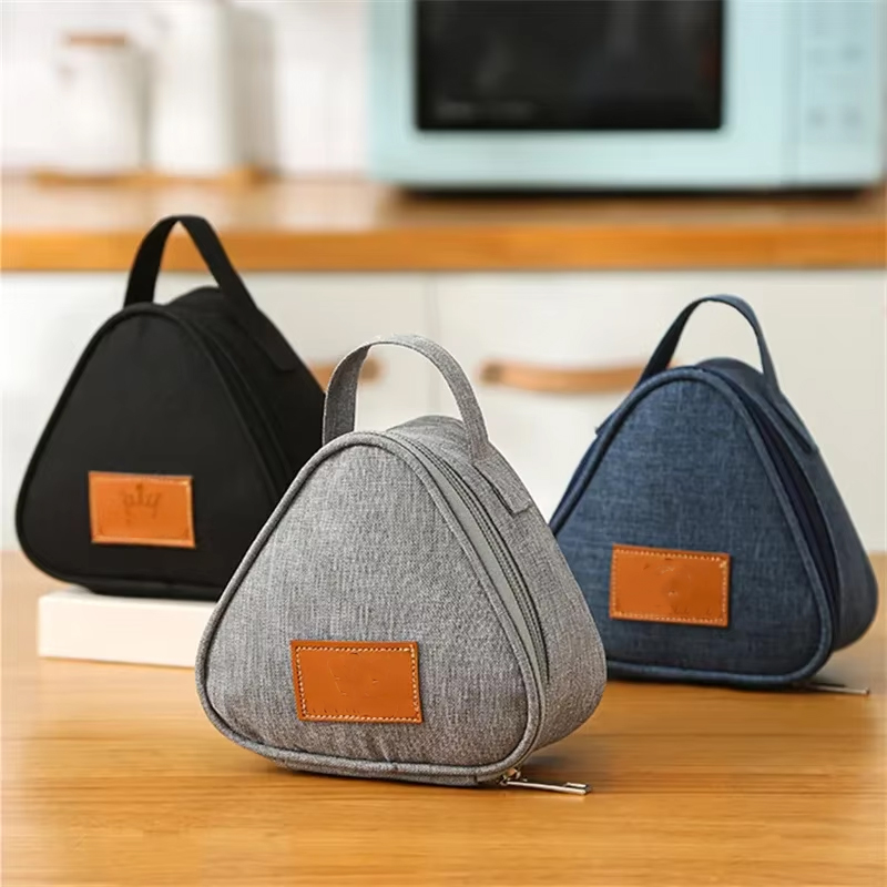 Portable Triangle Insulation Lunch Bag for Rice Vegetable Roll Milk Sandwich Egg Breakfast - Keep Food Warm Cool