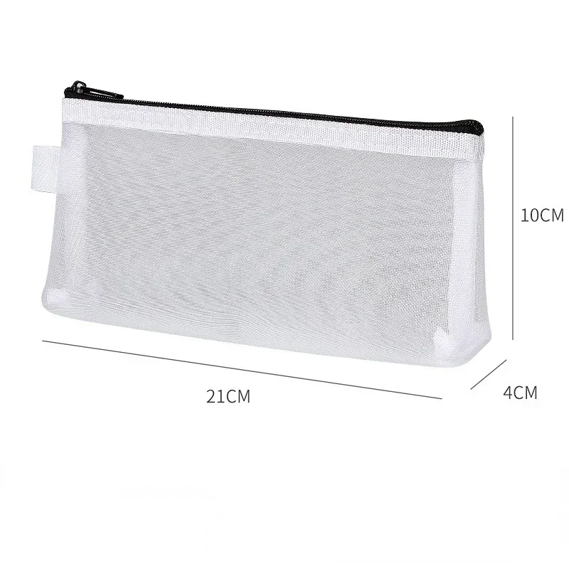 Grau Schwarz Make-Up Fall Große Kapazität Mesh Transparent Kosmetik Pinsel Taschen Studenten Einfarbig Zipper Nylon Federmäppchen