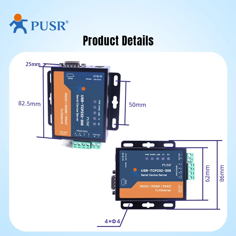 Pusr Rs232 Rs485 Rs422 zu Ethernet Serial Device Server serieller Konverter Tcp Ip Modbus Gateway usr-tcp232-306