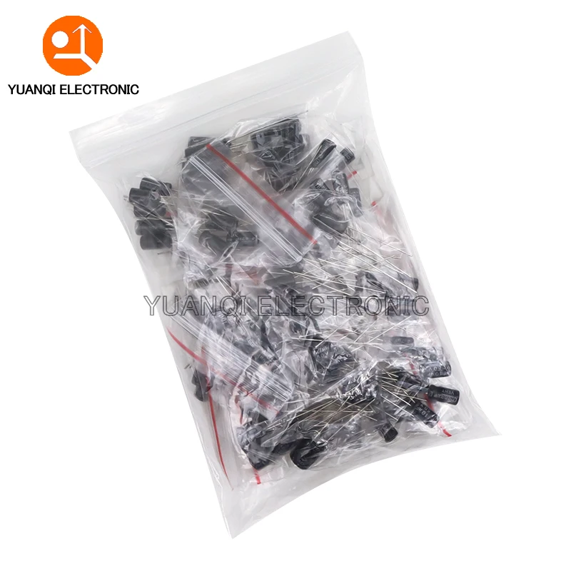120 Uds 1 juego de 120 Uds 12 valores 0,22 UF-470 UF kit surtido de condensadores electrolíticos de aluminio paquete