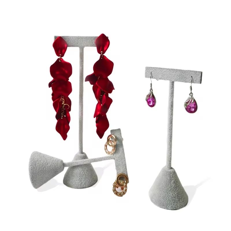 Présentoir de boucles d'oreilles en velours ou cuir haut de gamme, support de rangement, accessoires d'exposition de bijoux de taille haute, moyenne et basse, accessoires d'exposition de boucles d'oreilles