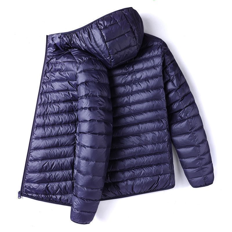 Jaqueta de Aodão com Plumas para Homens Leve Veludo Branco Outono Inverno para Idosos e Meia-Idade Tamanho L