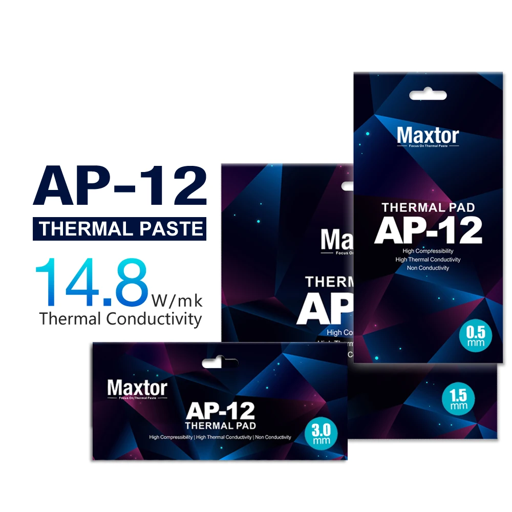 Maxtor AP-12 Термопрокладка 14,8 Вт/мк Высокая теплопроводность Силиконовая прокладка для рассеивания тепла Процессор/графический процессор Силиконовая смазка Охлаждающая подставка