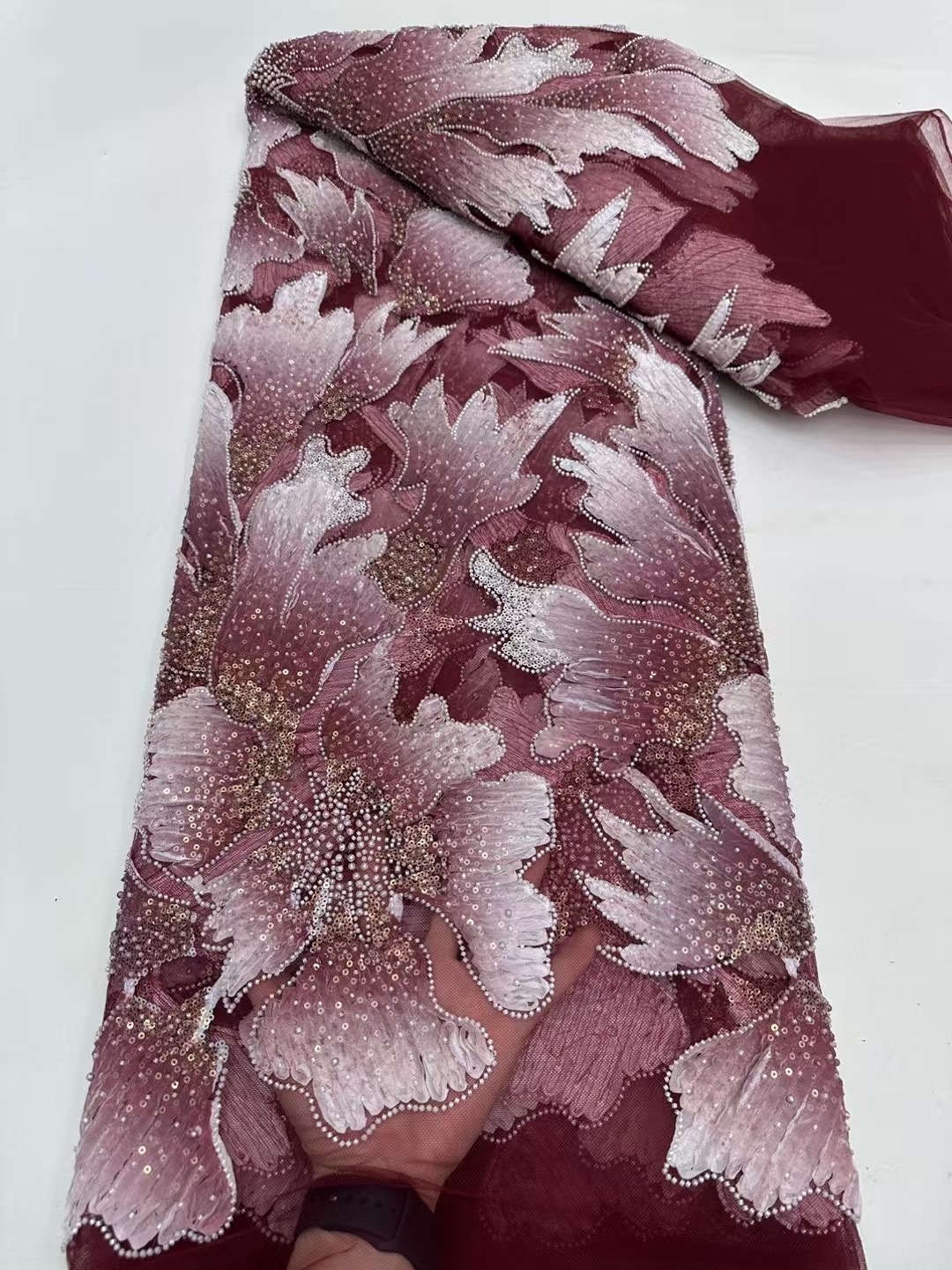 NI AI 2025 Африканский французский тюль Кружева Мягкая французская сетчатая кружевная ткань с блестками и бусинами Нигерийское тюлевое кружево для свадьбы