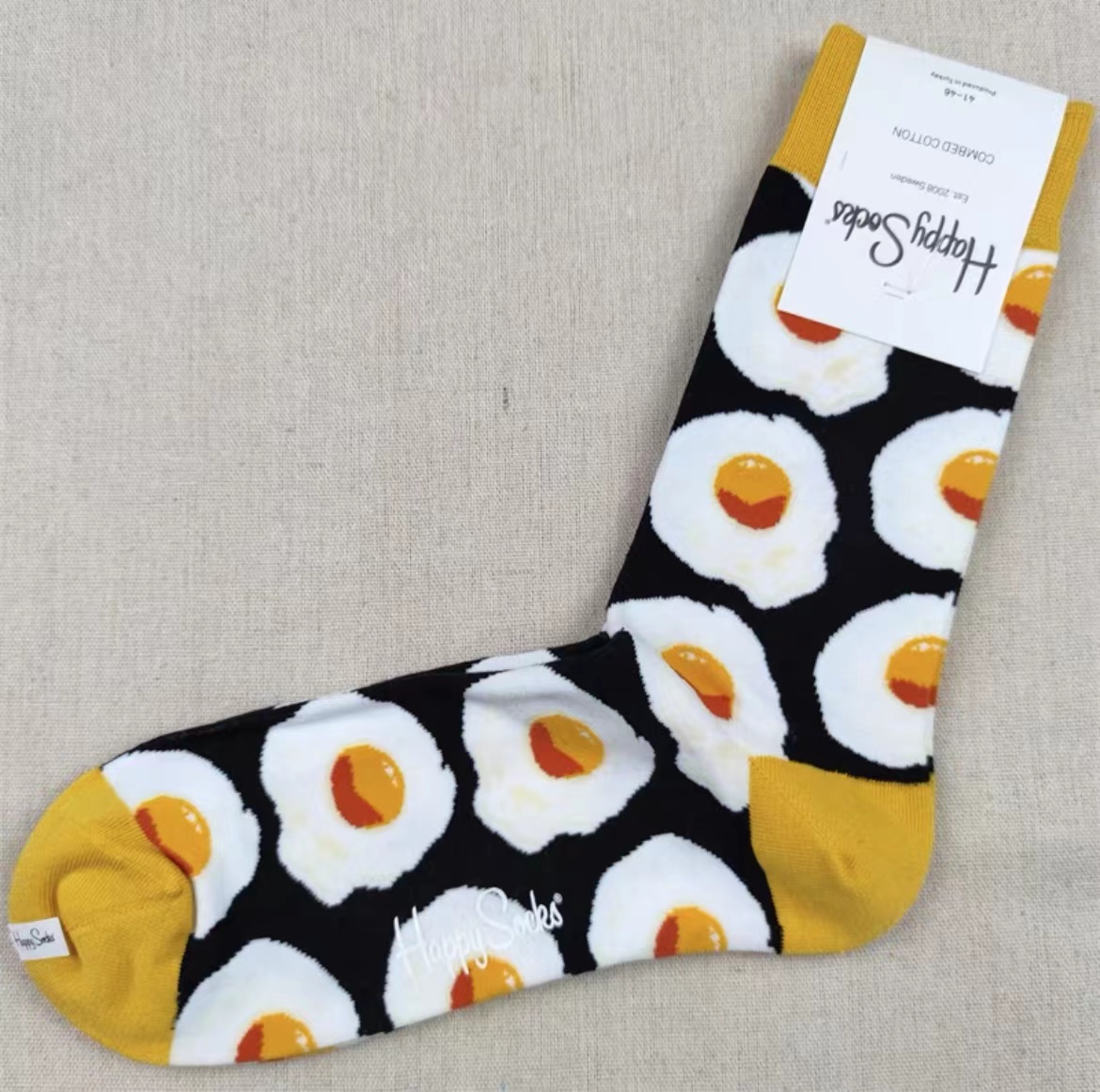 Happy Socks Men's Diamond Check Socks Four Seasons Pure Cotton Geometric Pattern Sports Socks