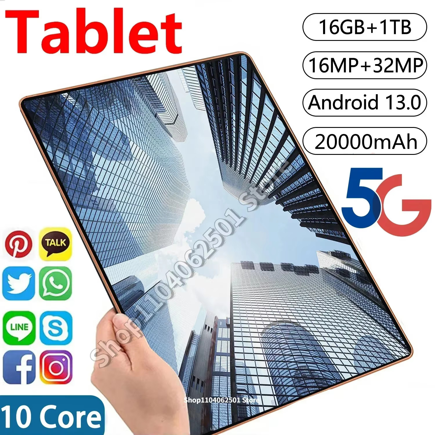 Nueva tableta Original de red de 12 pulgadas Android 13,0 16GB RAM 1TB ROM 16MP 32MP 10 Core 20000mAh tableta 4 5G Wifi Tablet PC