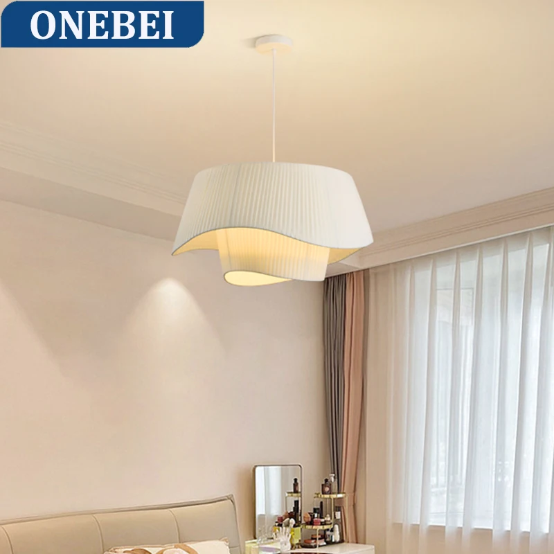 Retro Ins-Style Cream Fabric Chandelier For Bedroom Nordic Living/Dining Room Romantic Attic Lighting Ceiling Lamp