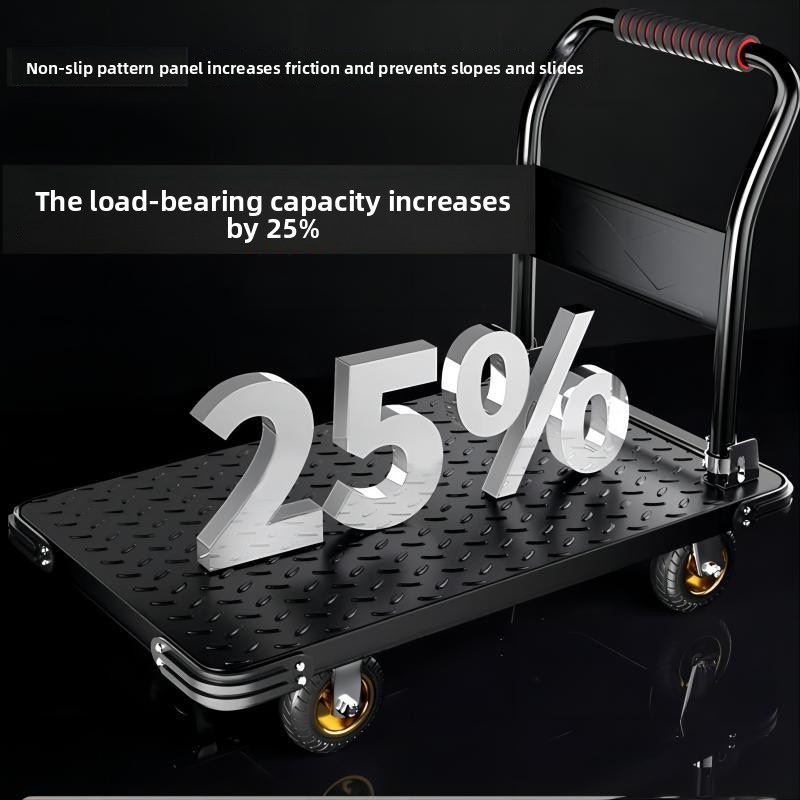 trolley pulling goods trolley folding household trailer flatbed truck warehouse steel plate silent trolley