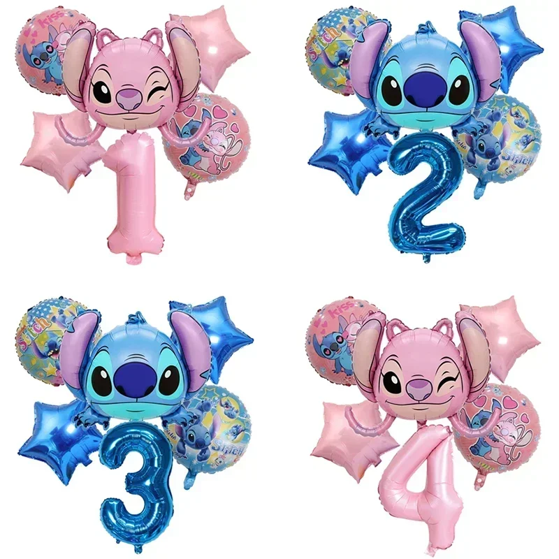 Juego de globos de aluminio para fiesta temática de dibujos animados de Disney Lilo & Stitch, decoración para fiesta de cumpleaños para niños y niñas, juguete para regalo
