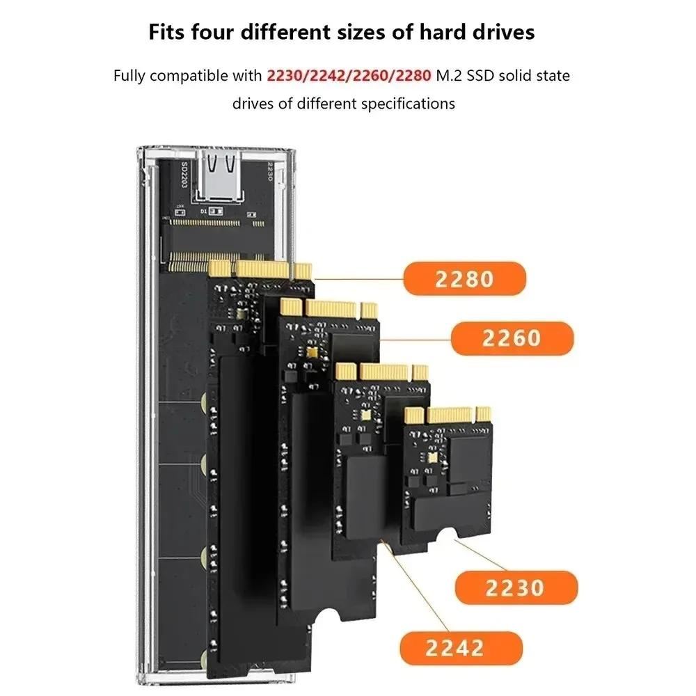 Корпус SSD RGB M2 NVMe PCIE M.2 NGFF SATA SSD Корпус 10 Гбит/с M.2 к USB Прозрачный корпус жесткого диска для M Key M&B Key SSD