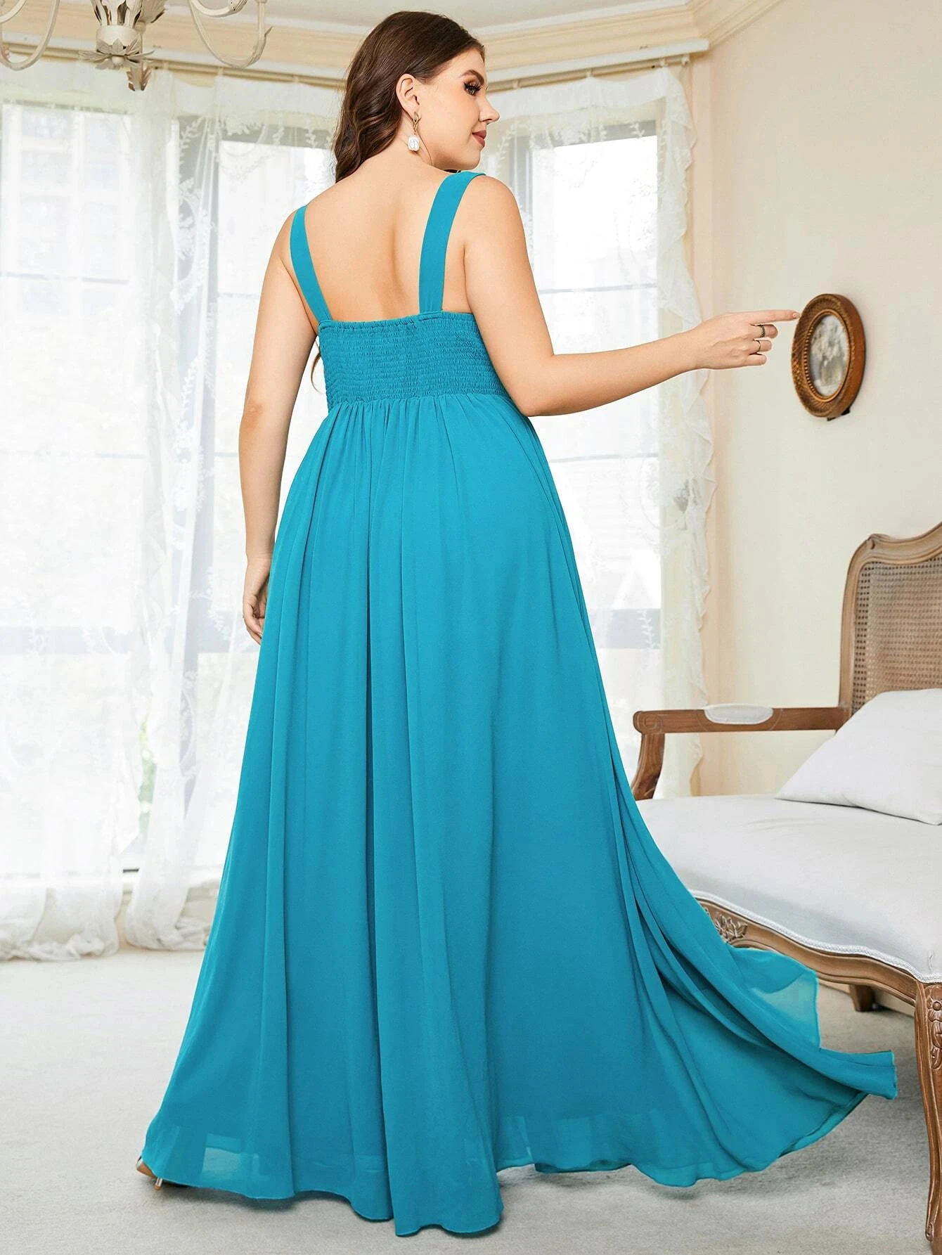 Plus Size Partykleider Mode Frauen Hochzeit Elegante Spitze Strass Applikation Brautjungfernkleider Großes weibliches Abendkleid