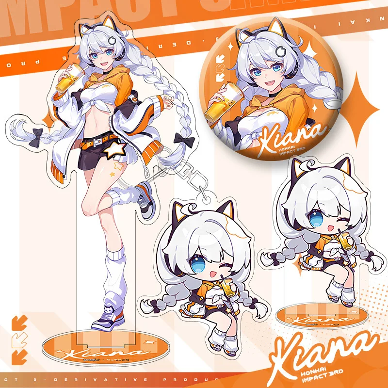 Game Honkai Impact 3rd x COCO Joint Cosplay Theme Sets Elysia Kiana Stand Badge Keychain Anime Cartoon Accessories Xmas Gift Box