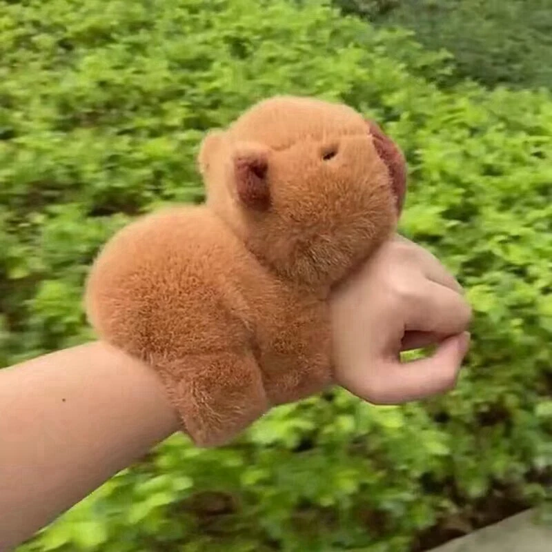 Urocza kapibara zwierząt Slap Snap Wrap bransoletka na nadgarstek pluszowe wypchane zwierzę Kawaii kapibara pierścień na rękę opaska na nadgarstek Kid śmieszne zabawki