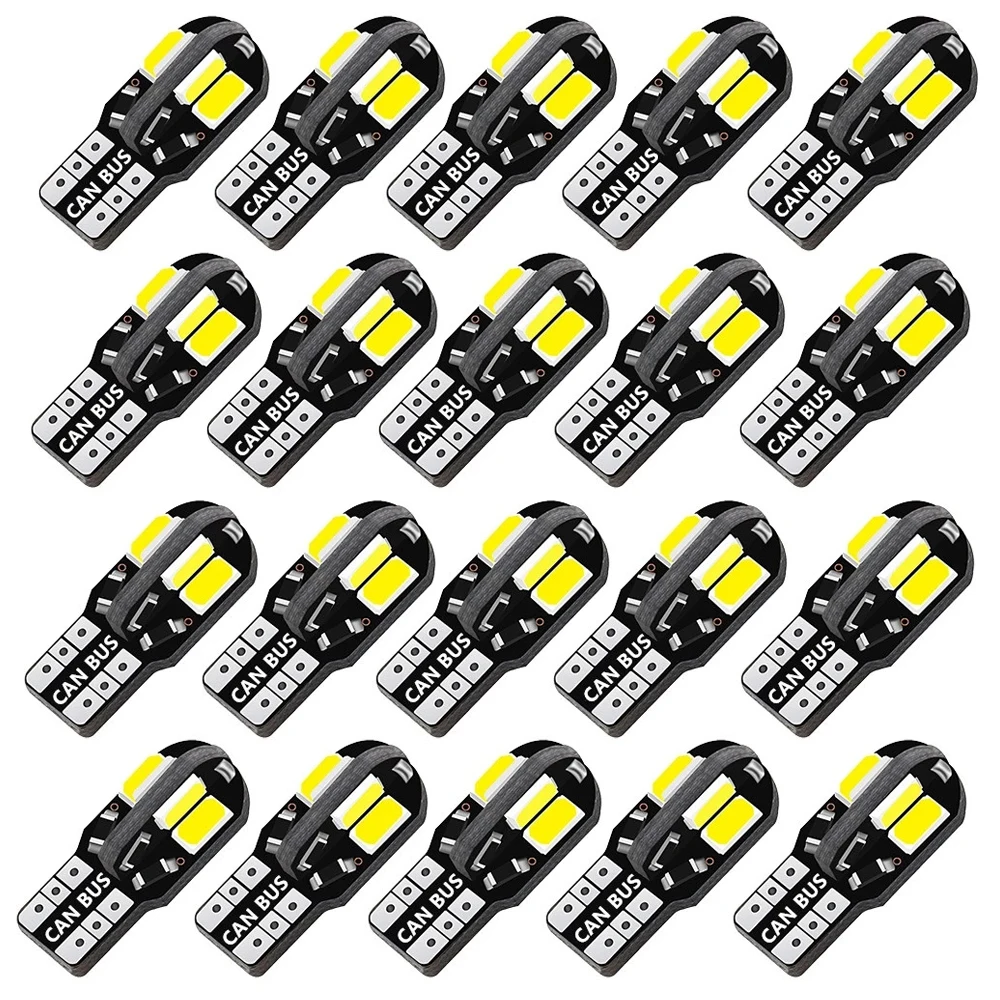 10/20 pçs w5w t10 lâmpadas led canbus 5730 8smd 12v 6000k 194 168 led mapa do carro luzes cúpula luz de estacionamento lâmpada sinal automático