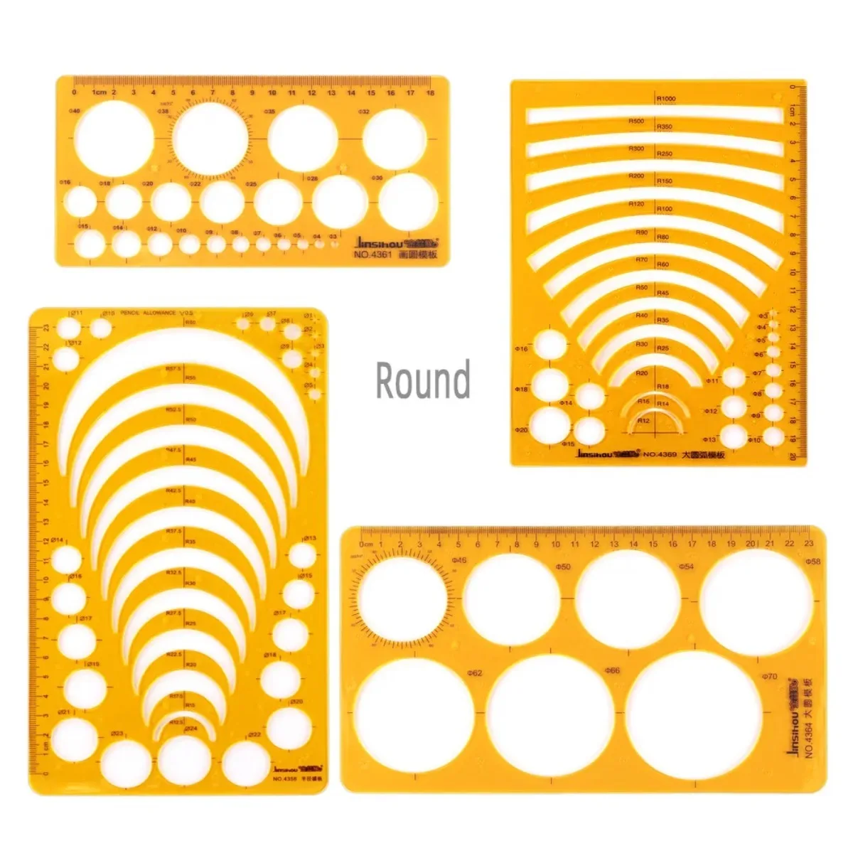 Yellow Plastic Graphing Templates - Includes Circles, Ellipses, Triangles, and More - Ideal for Students, Designers