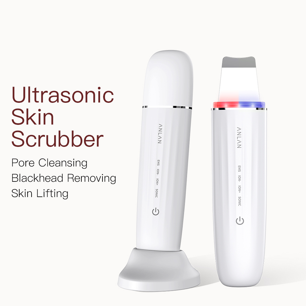 ANLAN Depurador de piel ultrasónico Peeling Facial Ultrasónico Lifting facial EMS Cuidado de la piel azul rojo Máquina de limpieza profunda de poros IPX7