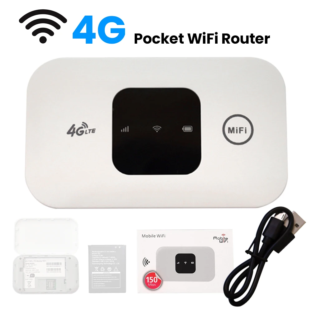 150 Mbit/s mobiler Hotspot 2100 mAh 4G Pocket WiFi Router Drahtloses Modem mit SIM-Kartensteckplatz 4G Wireless Router Breite Abdeckung