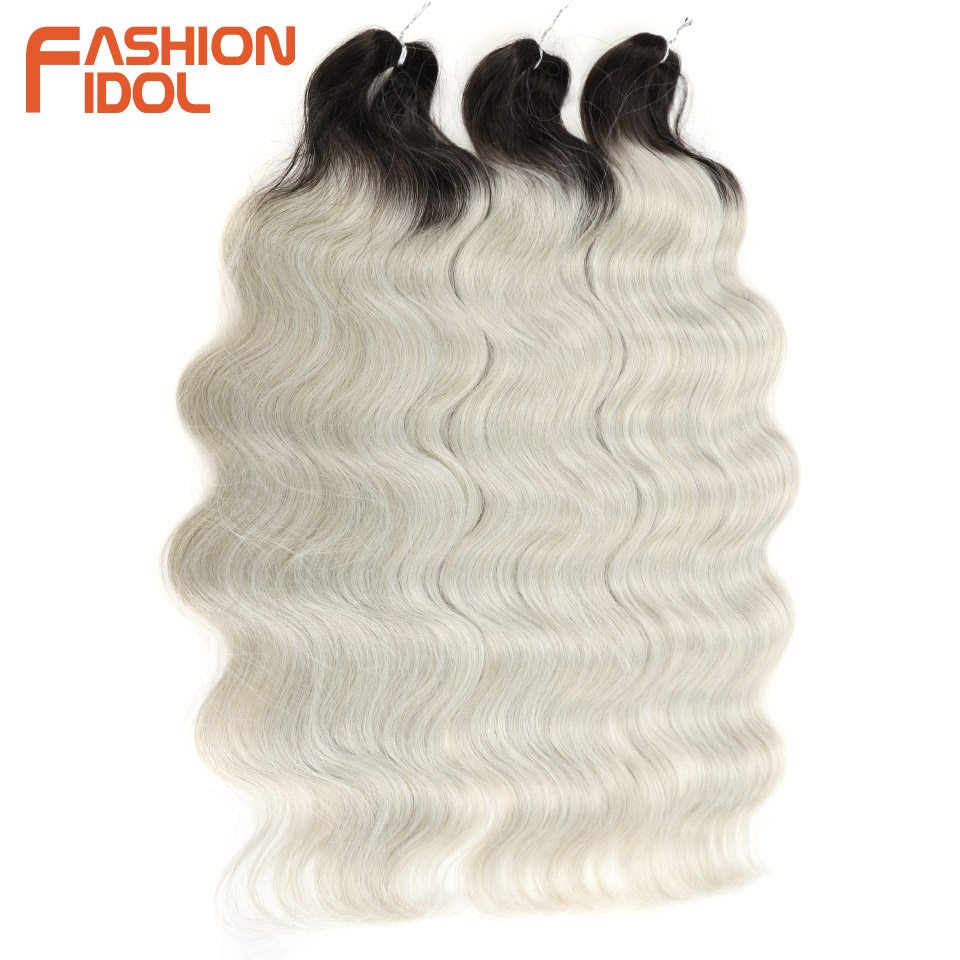 FASHION IDOL 24-calowe warkocze szydełkowe typu Body Wave Włosy syntetyczne dla czarnych kobiet Głęboka fala wodna Plecionka z ombre Sztuczne przedłużanie włosów