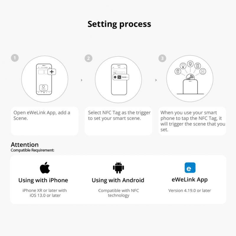 SONOFF NFC Tag Smart Home EWeLink 215 Chip 540 Bytes Smart Tags Shortcuts Tap To Trigger Smart Scene For NFC-enabled Phones