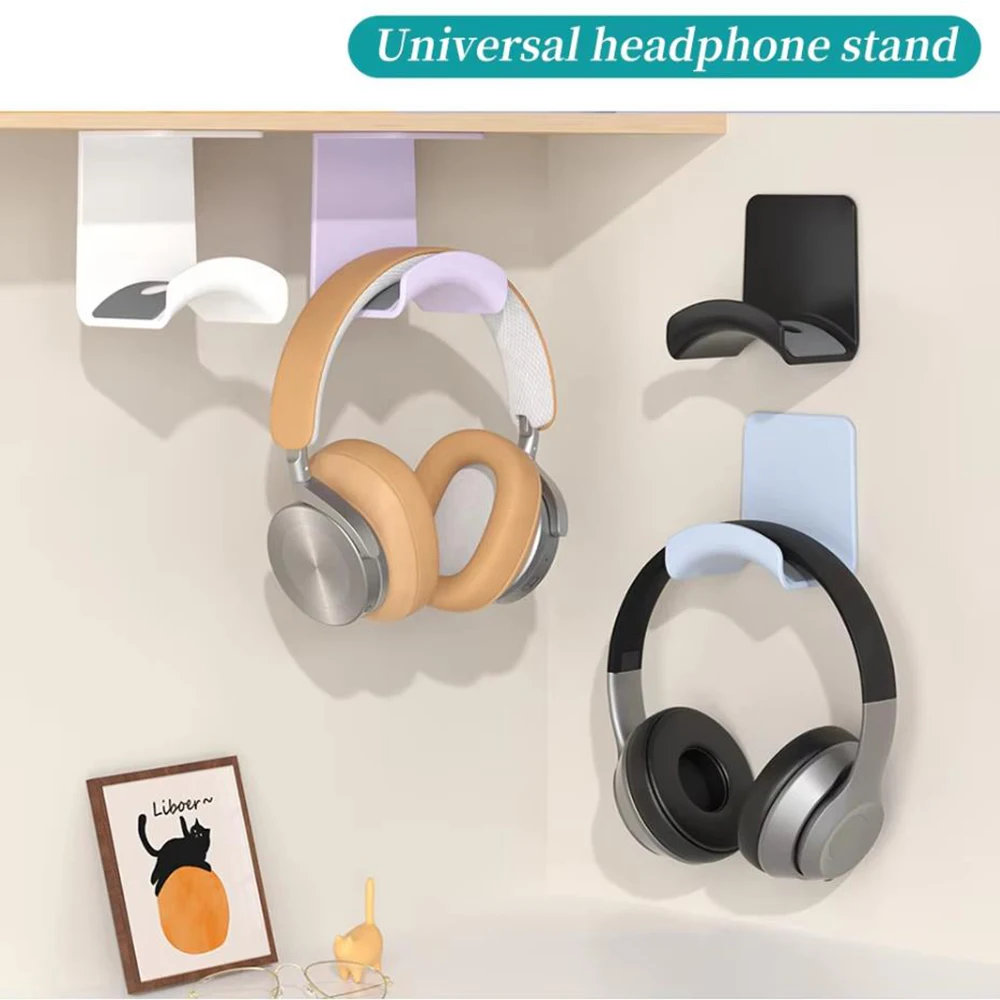 Supporto universale per cuffie Supporto per montaggio a parete in plastica adesivo sotto la scrivania Supporto per rack per cuffie Supporto per staffa per auricolari da gioco