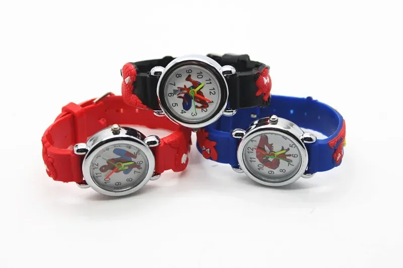 Gran oferta, relojes de Spiderman a la moda, reloj para niños, reloj bonito de dibujos animados para niños, reloj de cuarzo de goma 3d fresco, reloj, regalo de hora