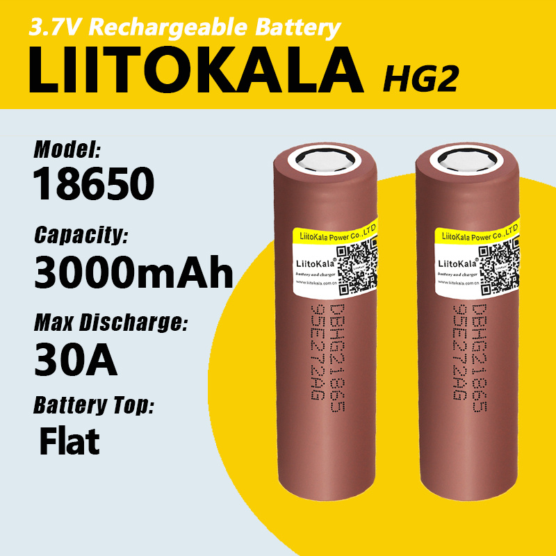 LiitoKala nuevo Original 3,7 v 18650 HG2 3000mAh baterías recargables de litio descarga continua 30A para herramientas eléctricas de drones