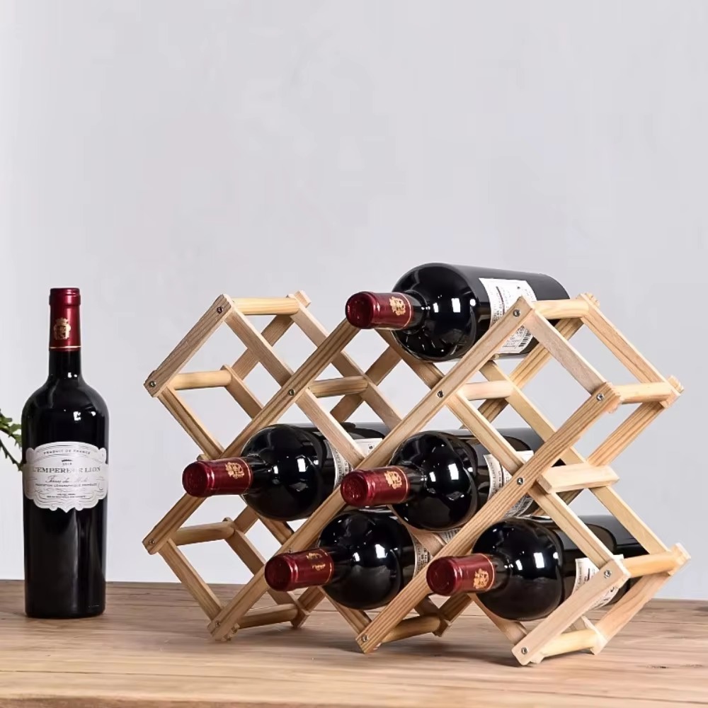 Holz Weinregal Kreative zusammenklappbare Weine Halter Multifunktions Rotwein Flasche Display Rack Bar Lagerregale Organizer