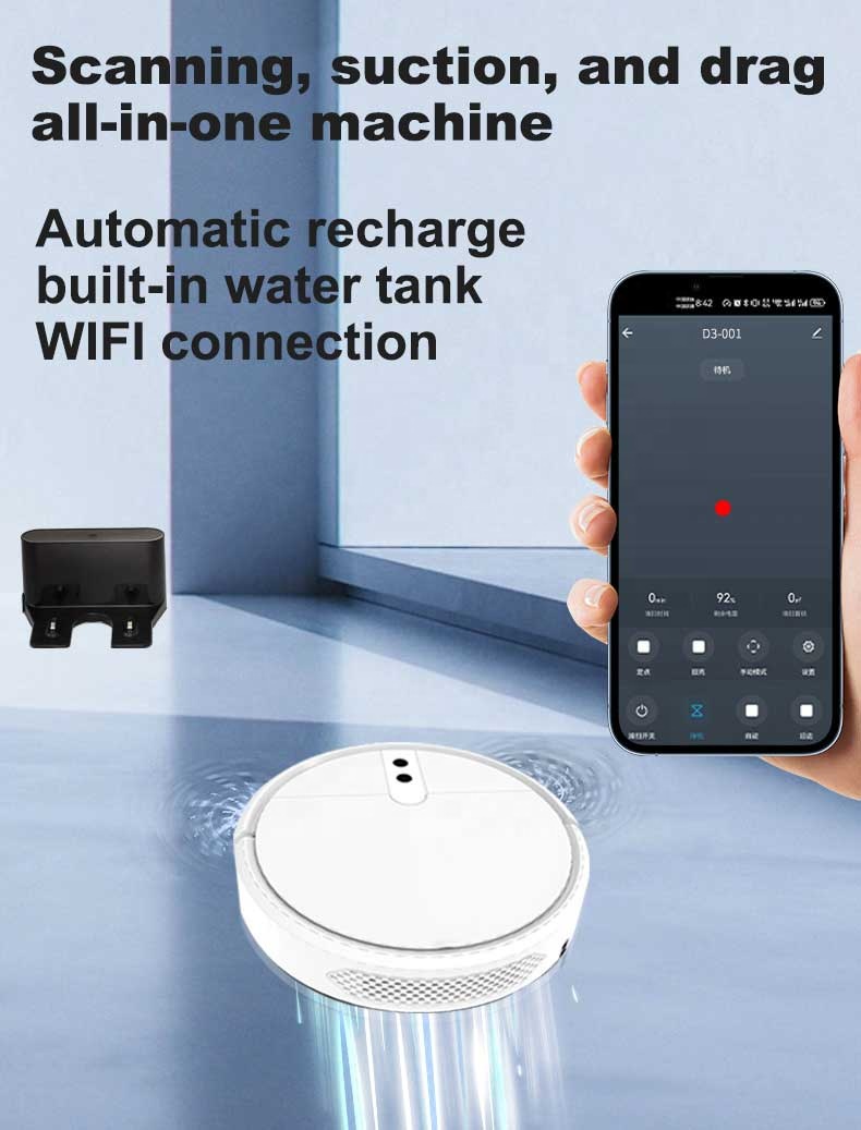 Control remoto inteligente para teléfono móvil, Robot de barrido todo en uno con succión y arrastre