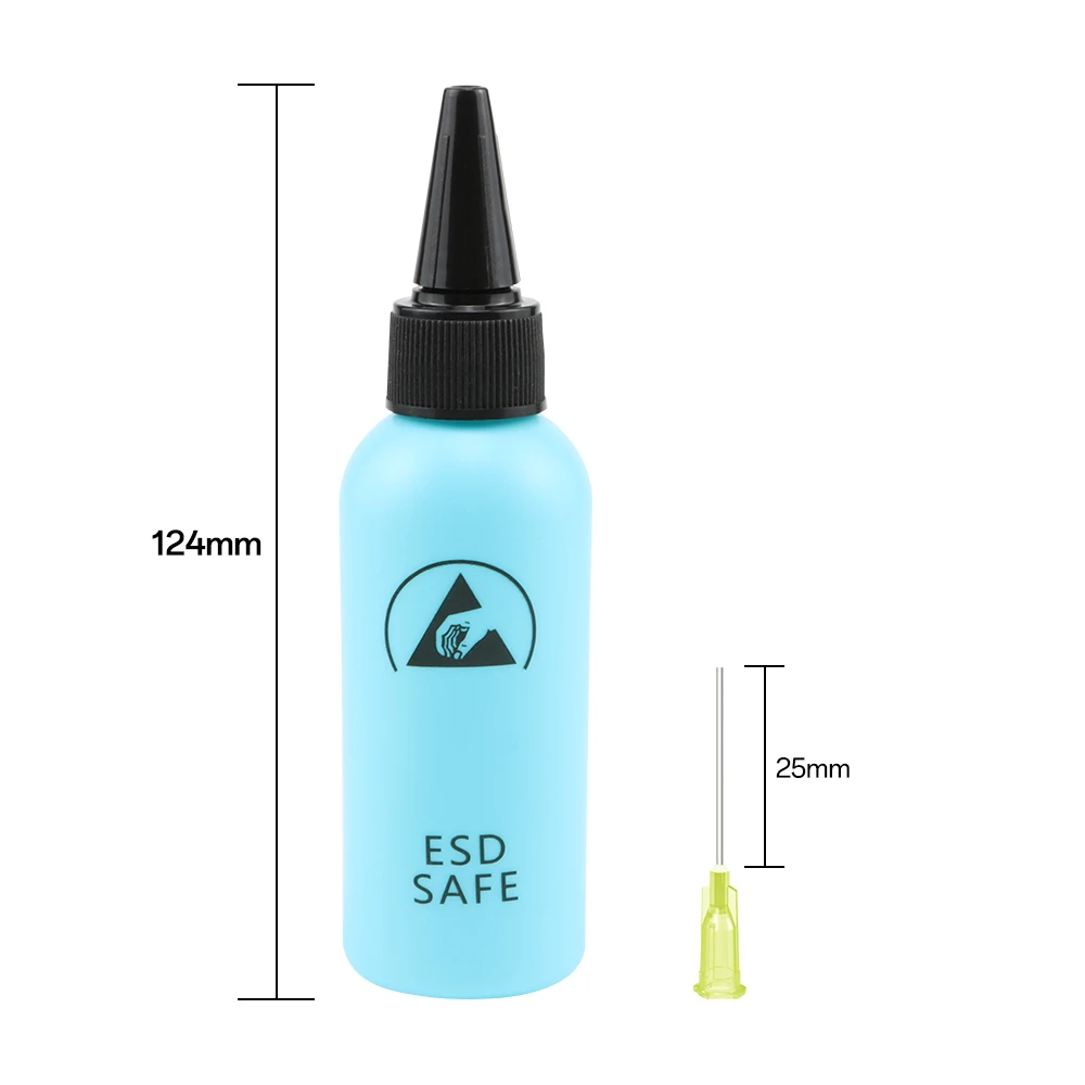 60ml Plastic Liquid Alcohol Bottle Rosin Solvent Anti-static Adhesive Bottle with Dispensing Needle for Glue DIY Repair Tool