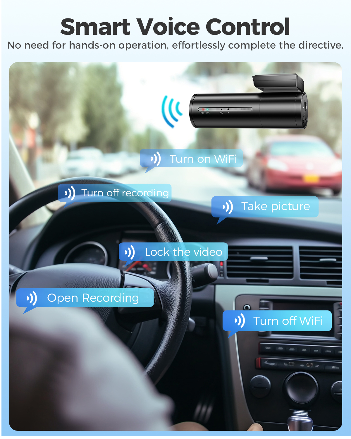 AZDOME Dash Cam M300S 4K+1080P Dual Dash Car Camera Built-in 5.8GHz WiFi GPS Car DVR 24H Parking Mode Night Vision Black Box