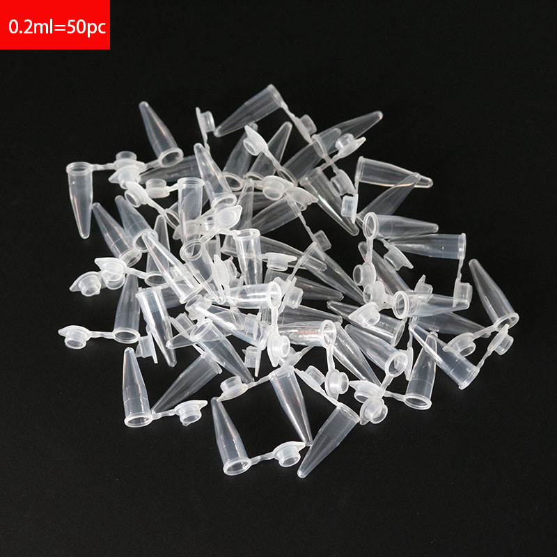 Bán Buôn Micro 0.2Ml Máy Ly Tâm Ống 50 Ống Nghiệm Trong Suốt Ống Nhựa Đựng Phòng Thí Nghiệm Khoa Học Thử Nghiệm Phụ Kiện Nắp