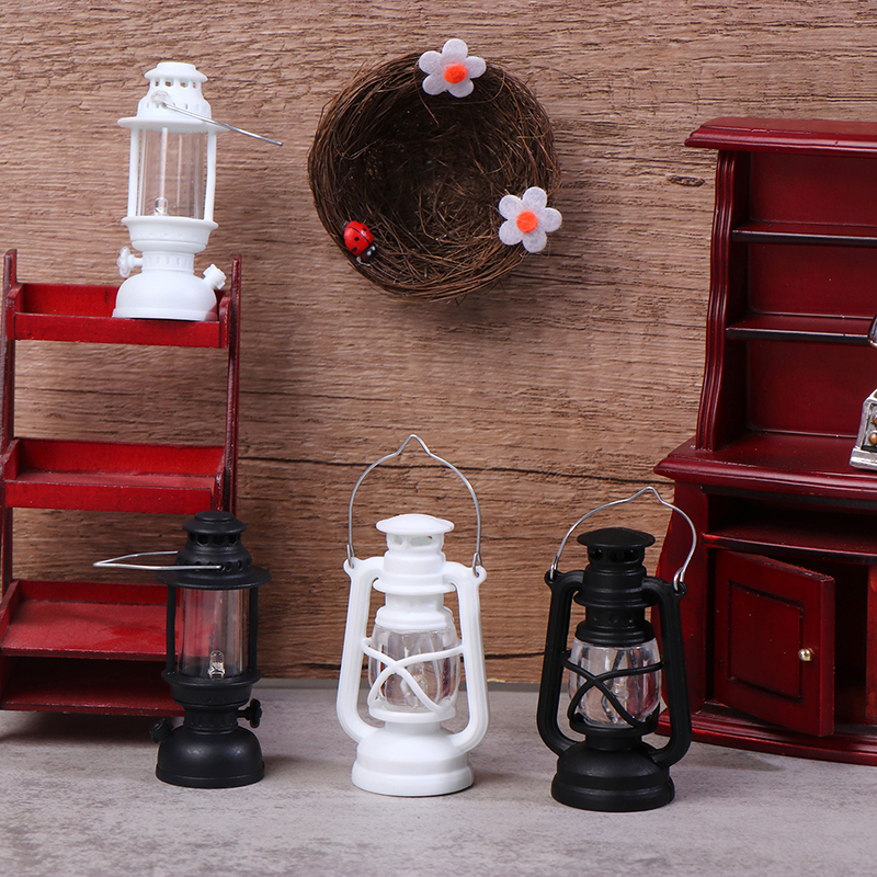 6cm Mini Led Retro Glowing Pony Lantern Simulation Cande Light Night Light Dollhouse Miniature Kerosene Lamp Home Decor Toy