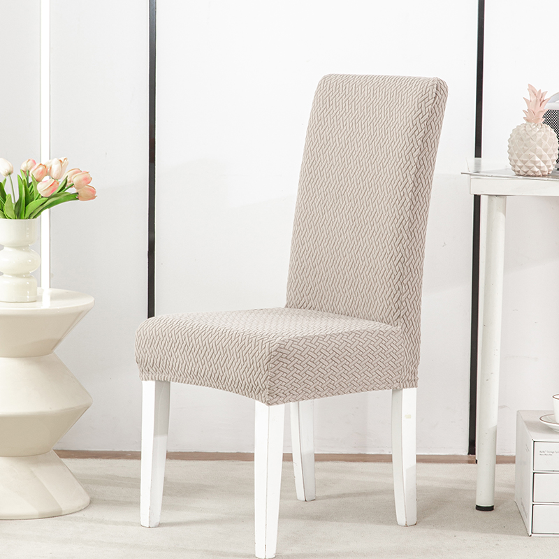 Long checkered jacquard chair cushion cover, solid color elastic chair cover, household dining chair cover