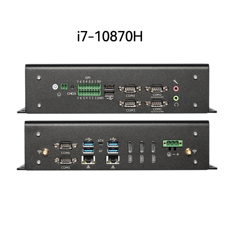 Mini PC industrial sem ventilador i7 1165G7 6x DB9 RS232/422/485 2x GbE LAN GPIO HDMI VGA 6x USB Suporte Wi-Fi 4G LTE Windows Linux