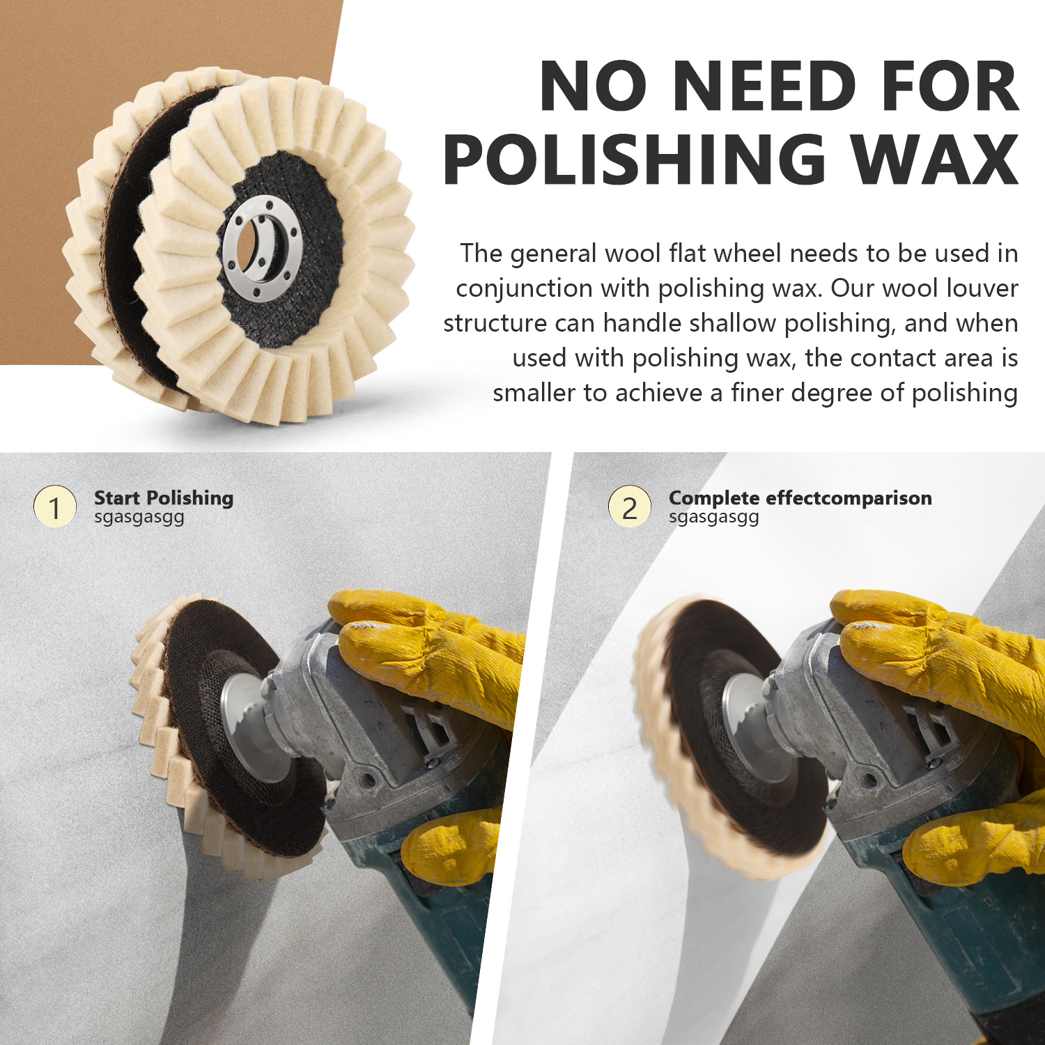 Nununco 3/4/4.5/5 Polegada roda de polimento de lã almofada de feltro de lã acessórios moedor disco de moagem para metal vidro cerâmica polimento1pc