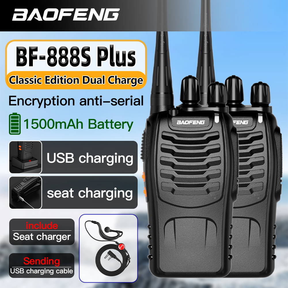 Baofeng-walkie Talkie portátil inalámbrico, actualización BF-888S Plus de largo alcance, Uhf, 430-440Mhz, 16 canales, radio de carga tipo C, 2 uds.
