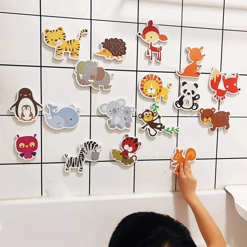 Bebê Animal brinquedos de banho para meninos e meninas, Soft EVA Paste brinquedos de banheiro, Cognitive Floating Water Toys, 2 a 4 anos