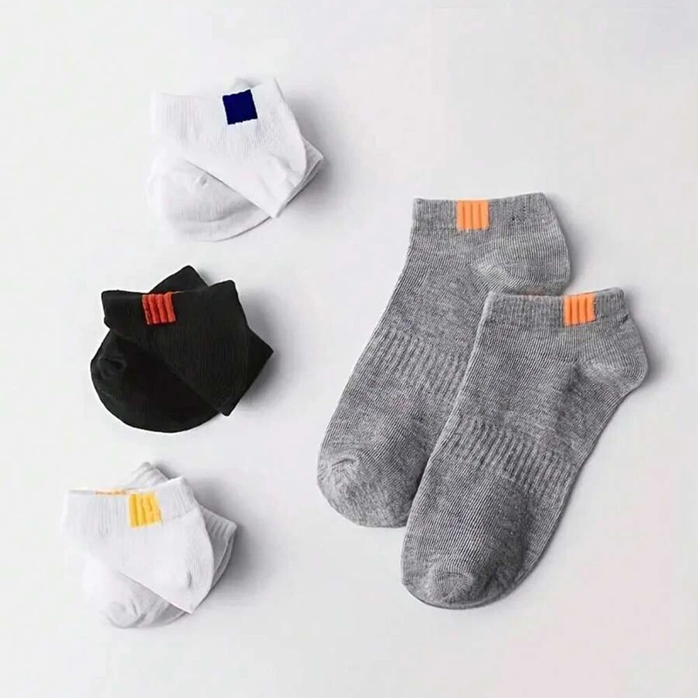 5 pares de calcetines deportivos de tubo bajo para hombre, calcetines informales transpirables a la moda y bien combinados para hombre, ropa de primavera y verano