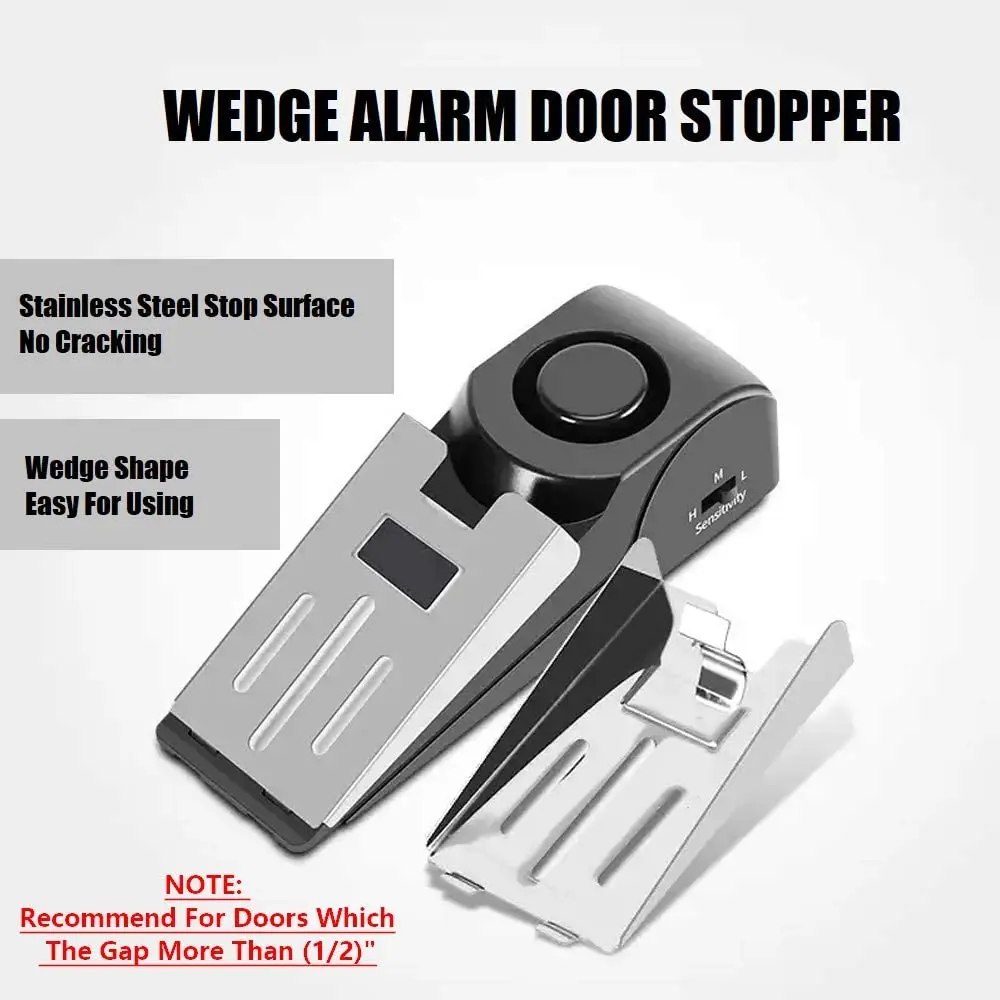 Allarme fermaporta aggiornato Fermaporta portatile di sicurezza con cuneo da 120 dB Sensibilità regolabile per viaggi in dormitorio domestico