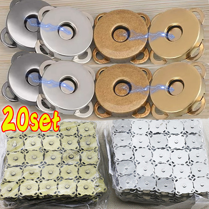 Juego de 1/20 cierres magnéticos, botones, bolso, cartera, piezas de bolsa artesanal, Mini hebilla de adsorción, manualidades DIY, venta al por mayor