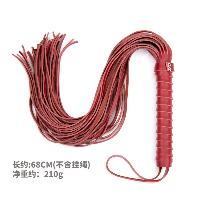 68cm mango de cuero genuino borlas látigo de caballo cultivo Flogger Paddle Slapper entrenamiento de caballos lanchas de doma