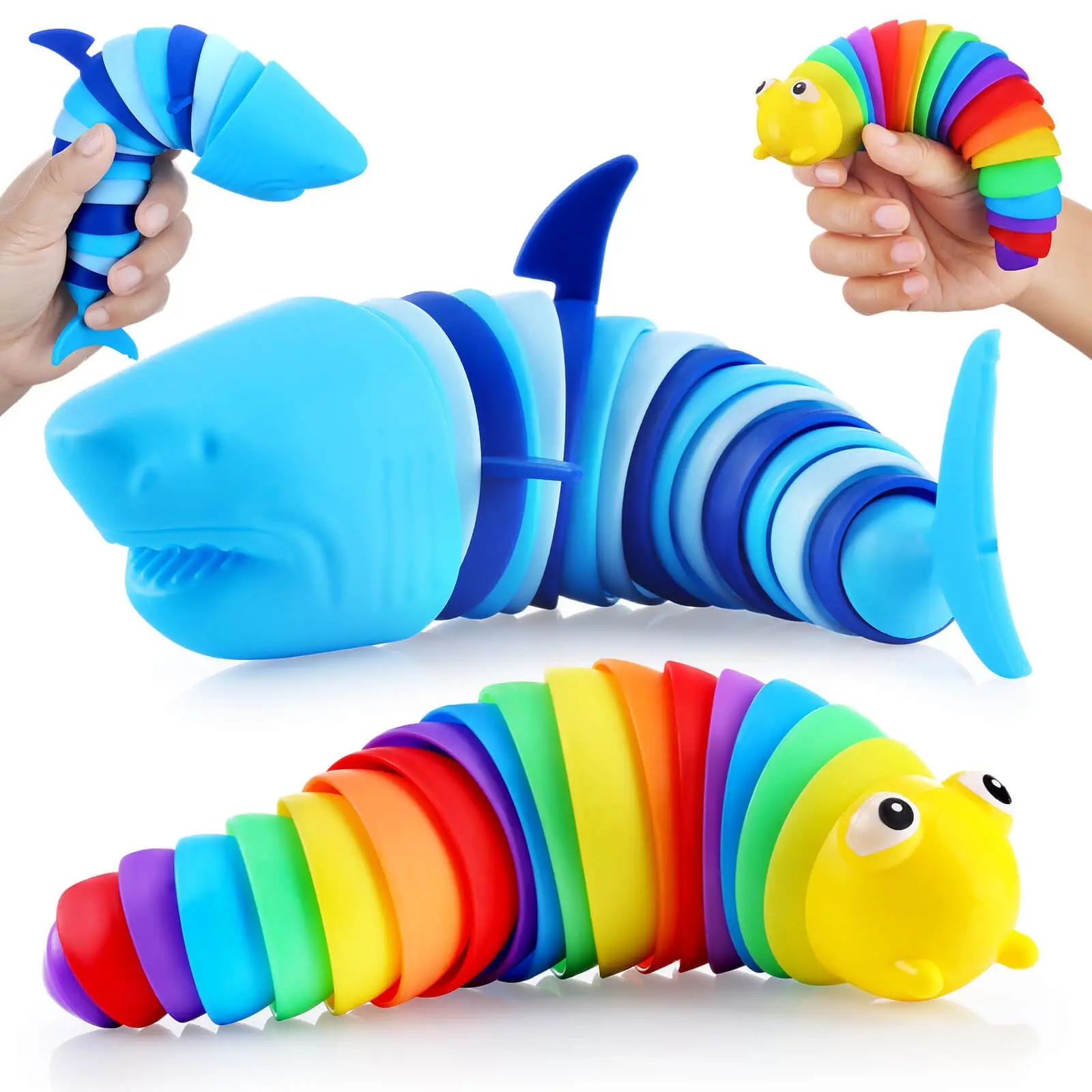 Juego de 2 piezas de juguete Cevioce Fidget Slug (color aleatorio), ideal para aliviar el estrés y jugar sensoriales, promover el enfoque y la calma