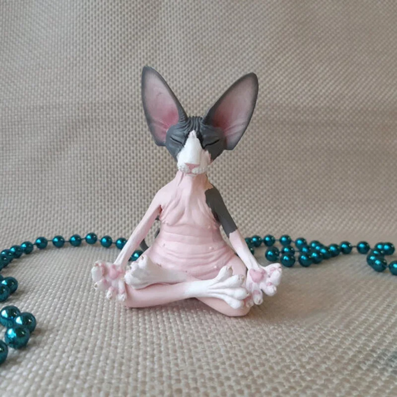 Meditation Yoga Happy Cat Whimsical Buddha Sphinx Cat Statue Art Deco Sculpture Outdoor Garden Statue