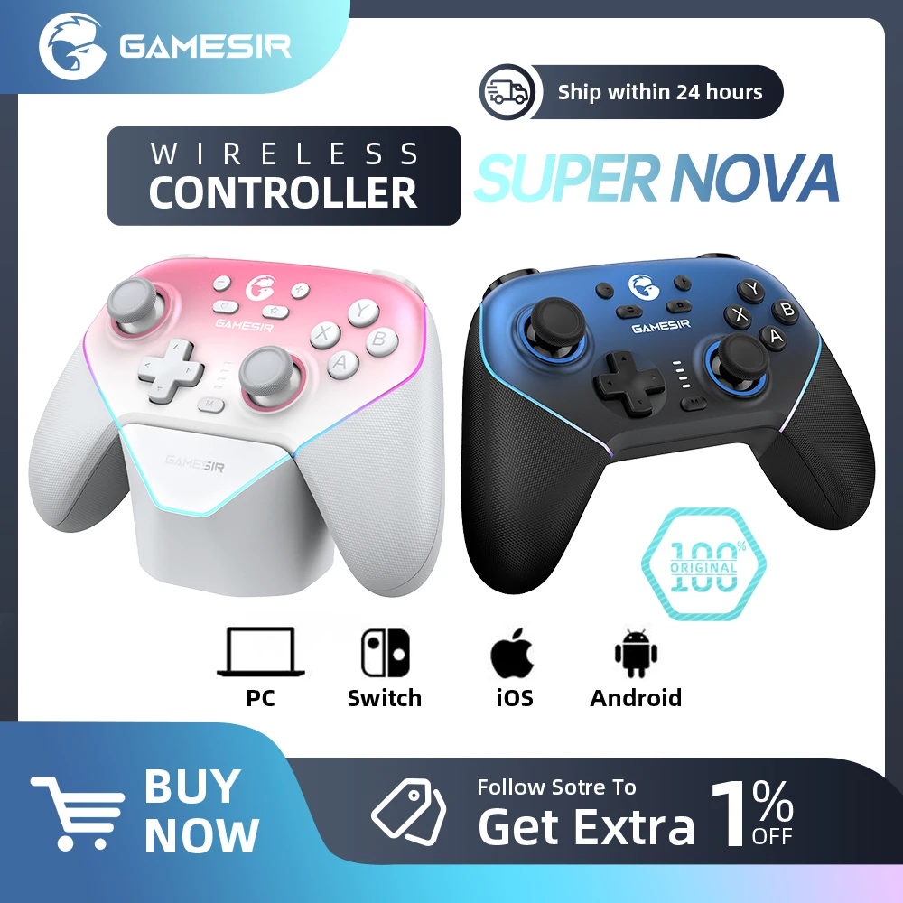 Gamesir Super Nova Wireless Controller T4N Nova Pro Bluetooth Gamepad Hall Effect Joysticks for PC Nintendo Switch Android iOS